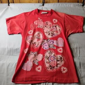 Kids' Floral Heart T-Shirt - Red